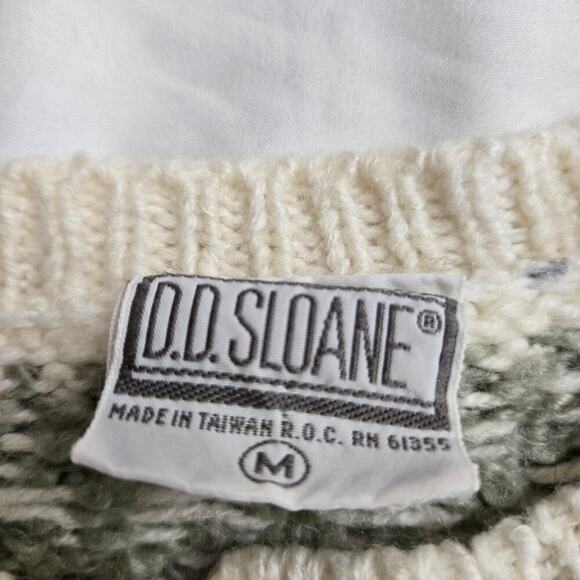 D.D. Sloane Womens Vintage Fair Isle Cardigan Sweater M Wool Grannycore Pastel - Picture 8 of 11